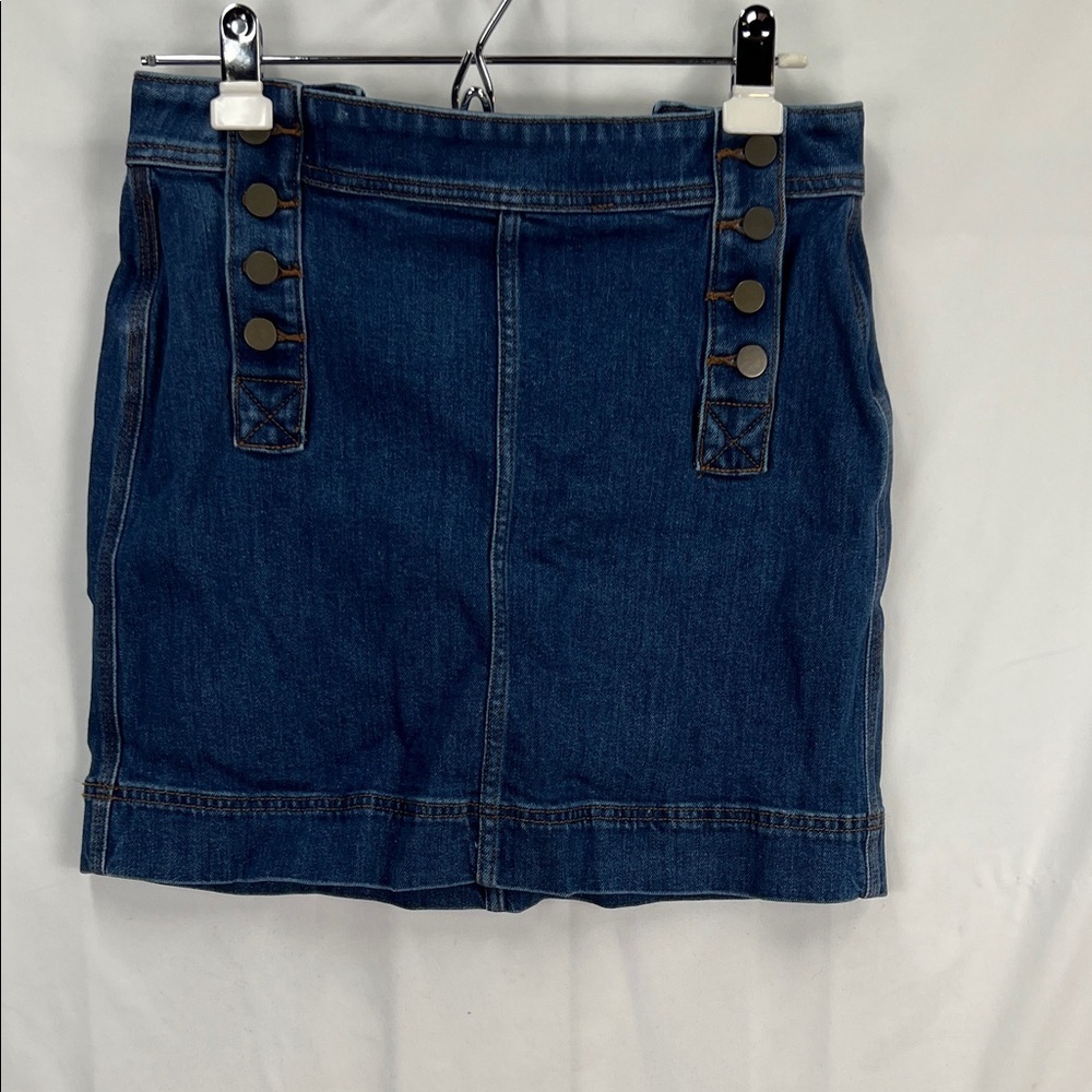 Loft - Women’s Jean Skirt - Blue - Size 4 P - Button Front